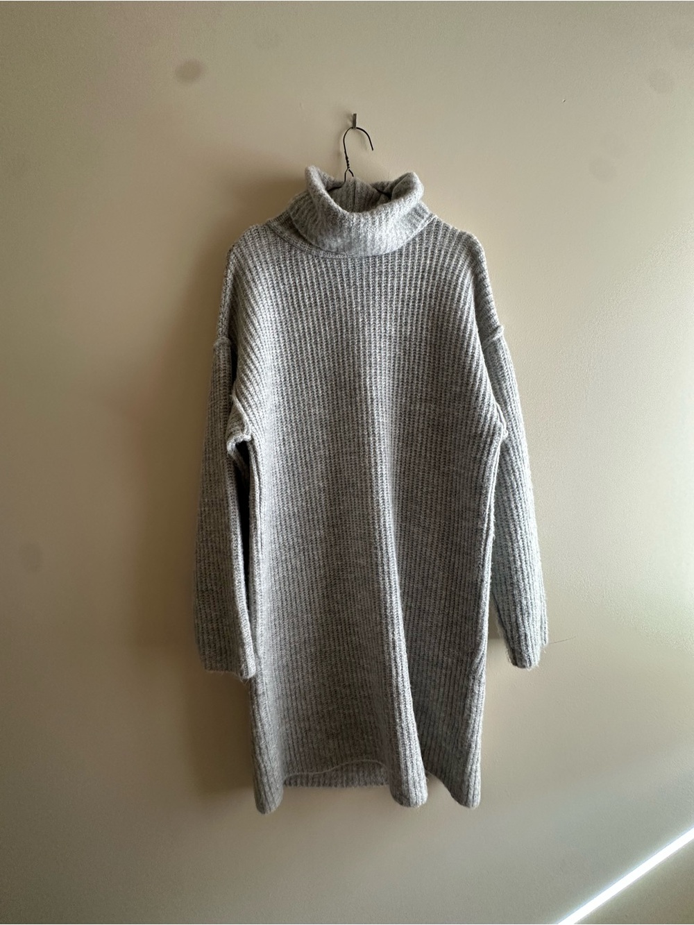 ASOS Gray Ribbed Knit Turtleneck Dress